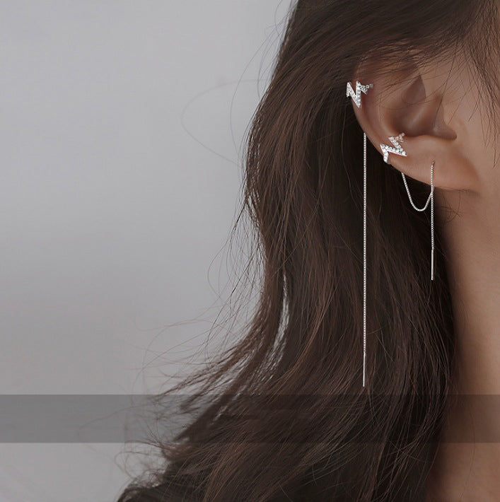 925 sterling silver ear line - silvery