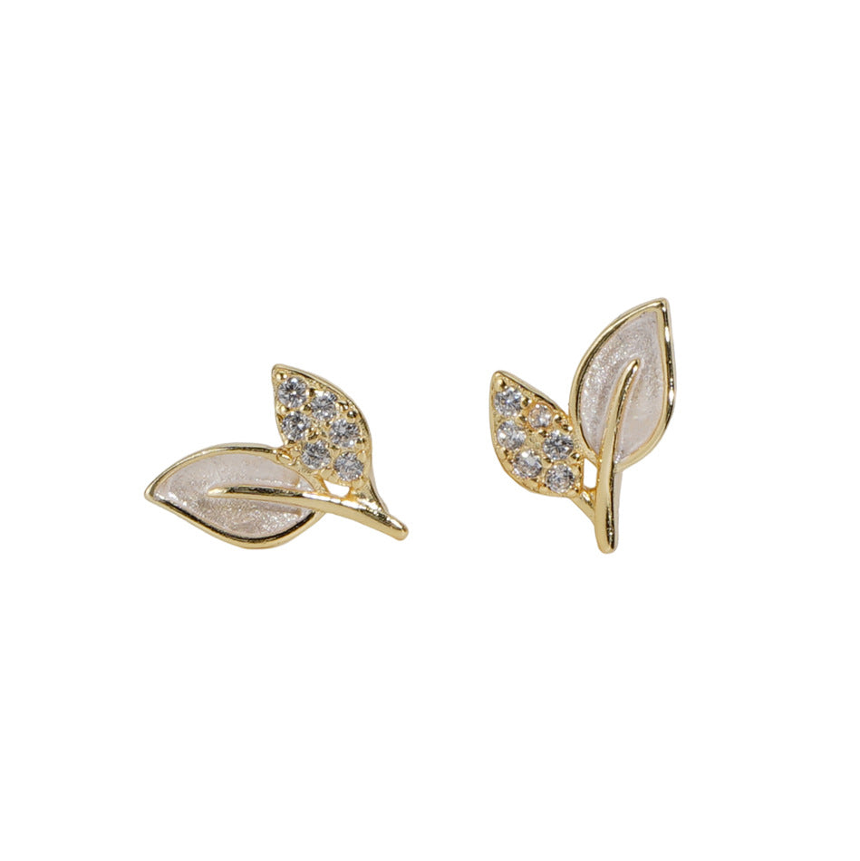 925 sterling silver leaf shaped earrings