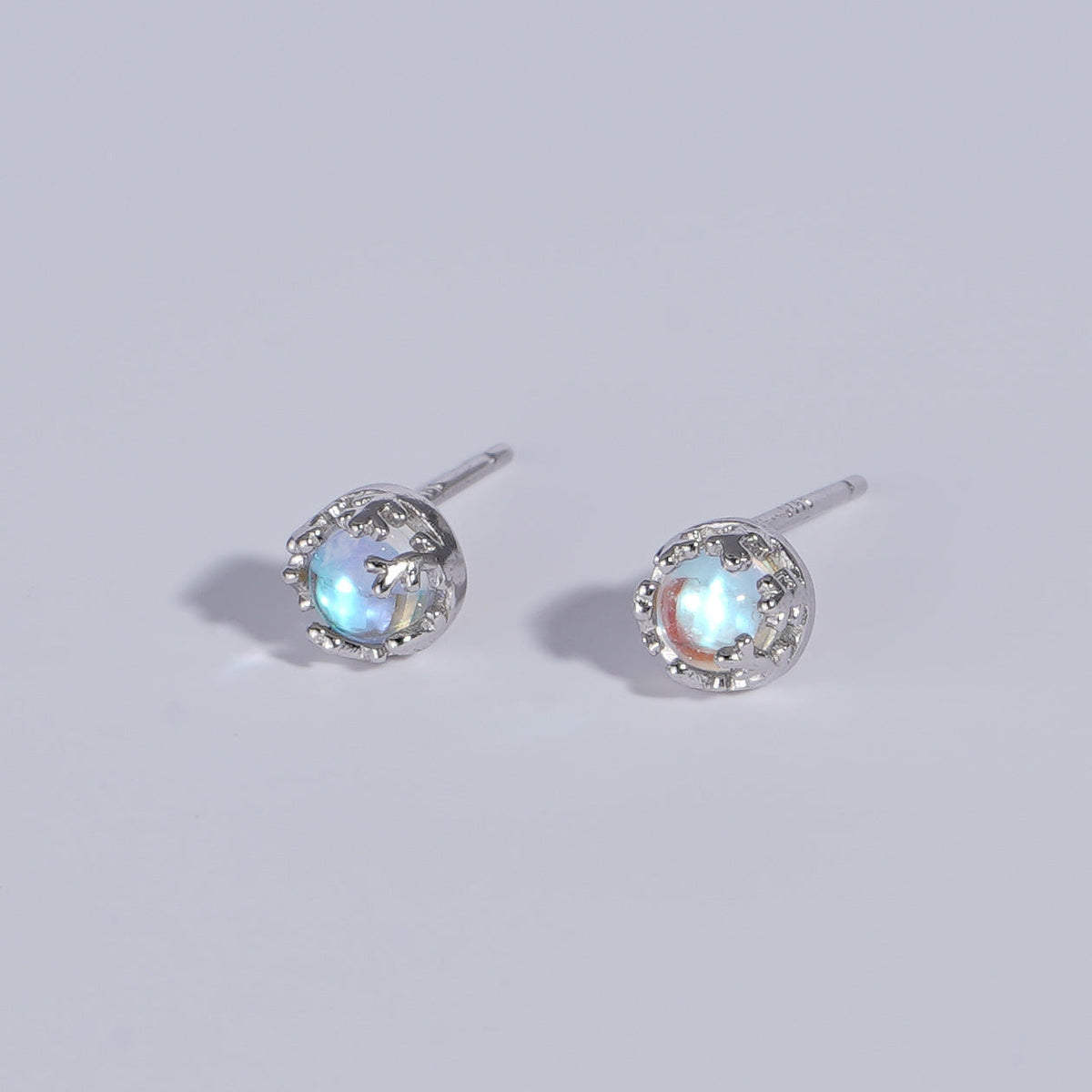 S925 sterling silver moonstone earrings - silvery