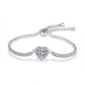 S925 Sterling Silver Moissanite Heart Bracelet
