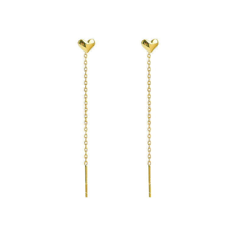 925 sterling silver heart-shaped tassel ear line
