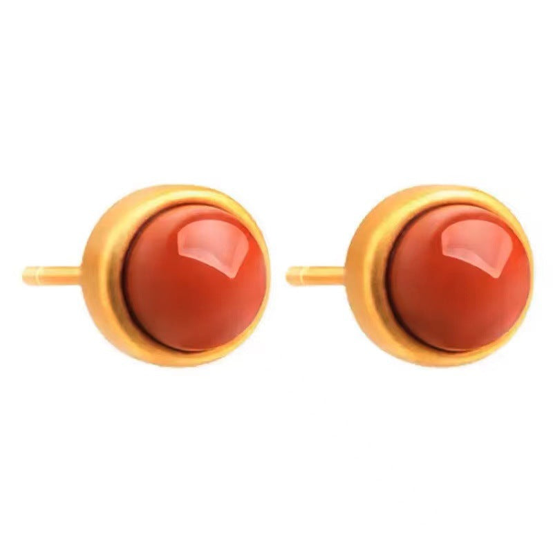 S925 pure silver South Red Agate earrings