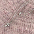 925 sterling silver cross double layered necklace