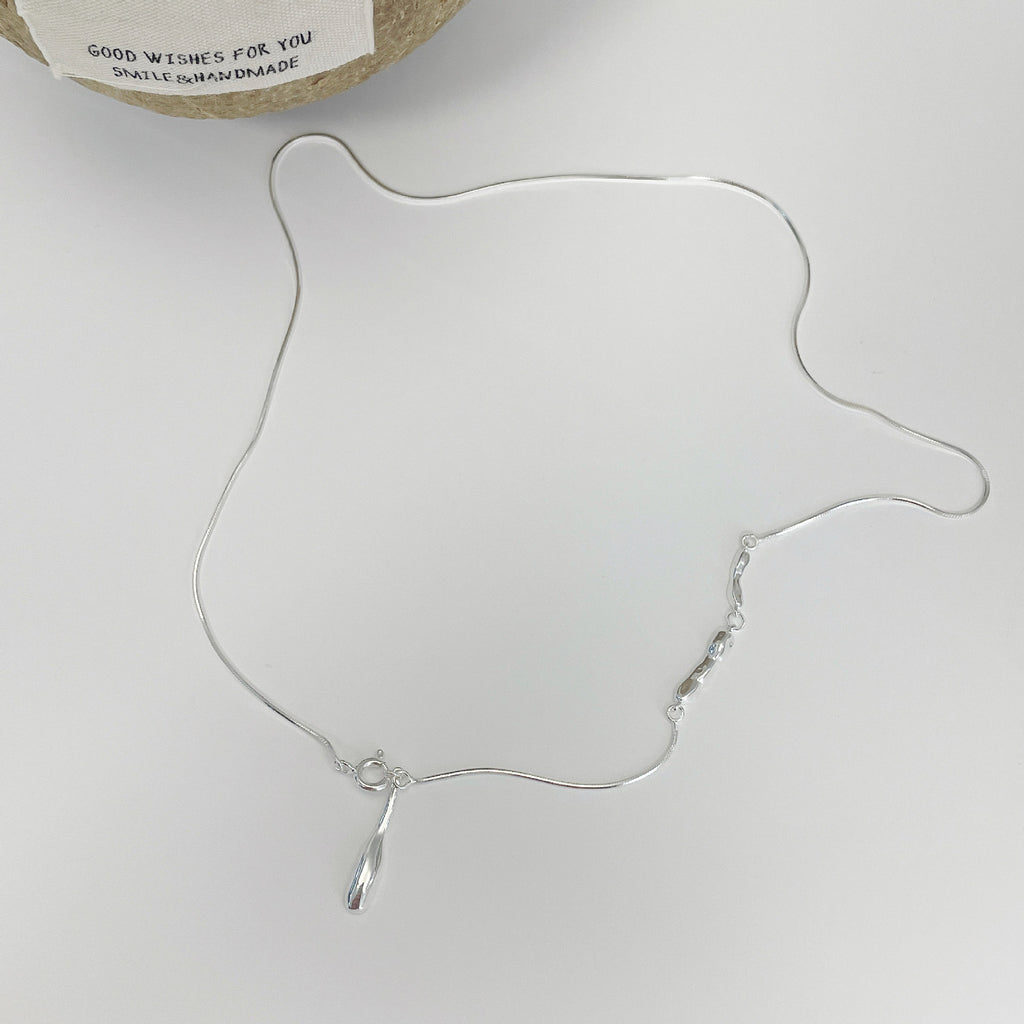 925 Silver Water Drop Pendant Necklace - Silvery