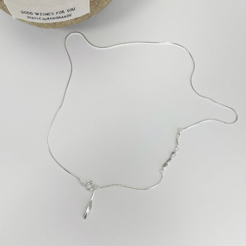 925 Silver Water Drop Pendant Necklace - Silvery