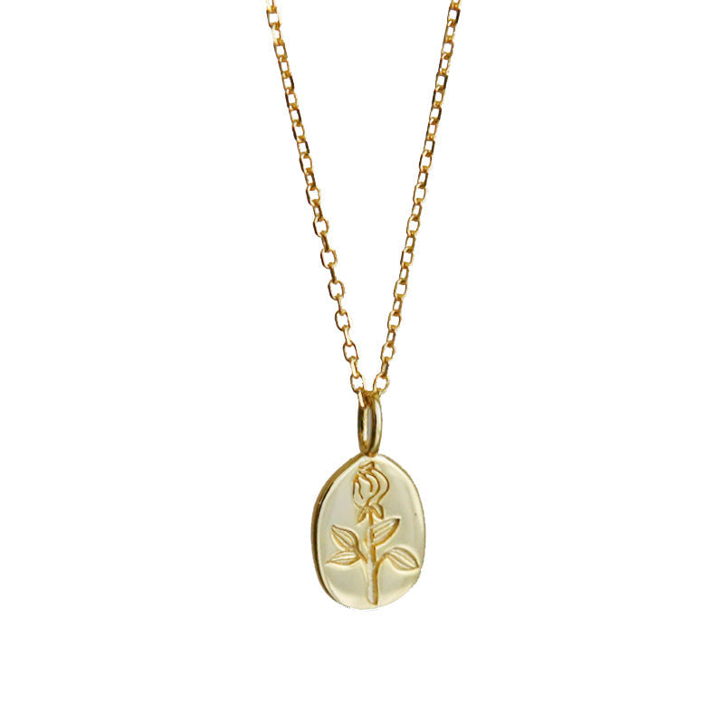 S925 Silver Rose Pendant Necklace