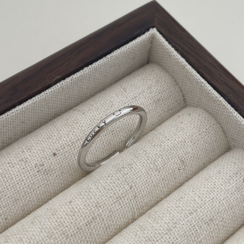 925 sterling silver LUCKY letter ring - silvery