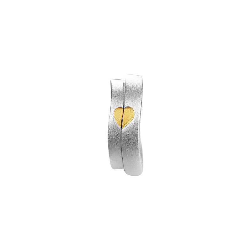 925 sterling silver irregular love couple ring - silvery