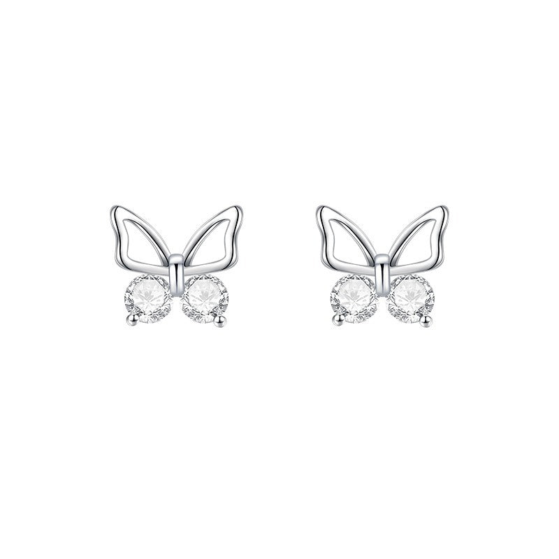 925 sterling silver butterfly earrings - silvery