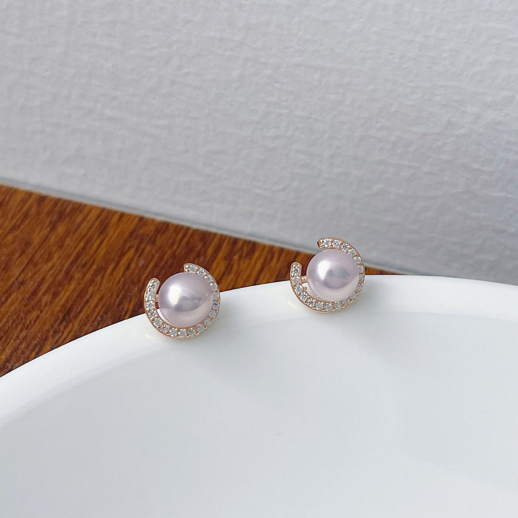 S925 Silver Freshwater Pearl Earrings - Champagne Golden