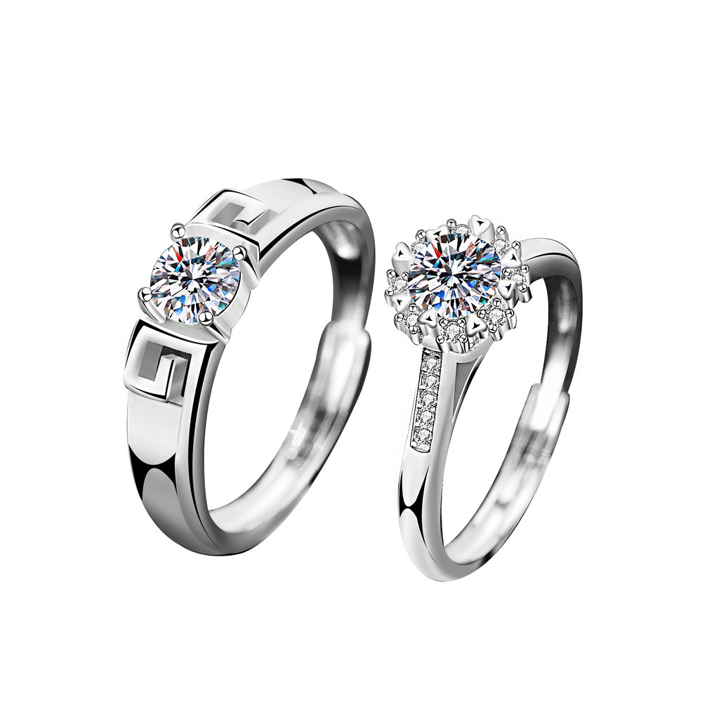 S925 Sterling Silver Moissanite A Lifetime of Love Couple Rings