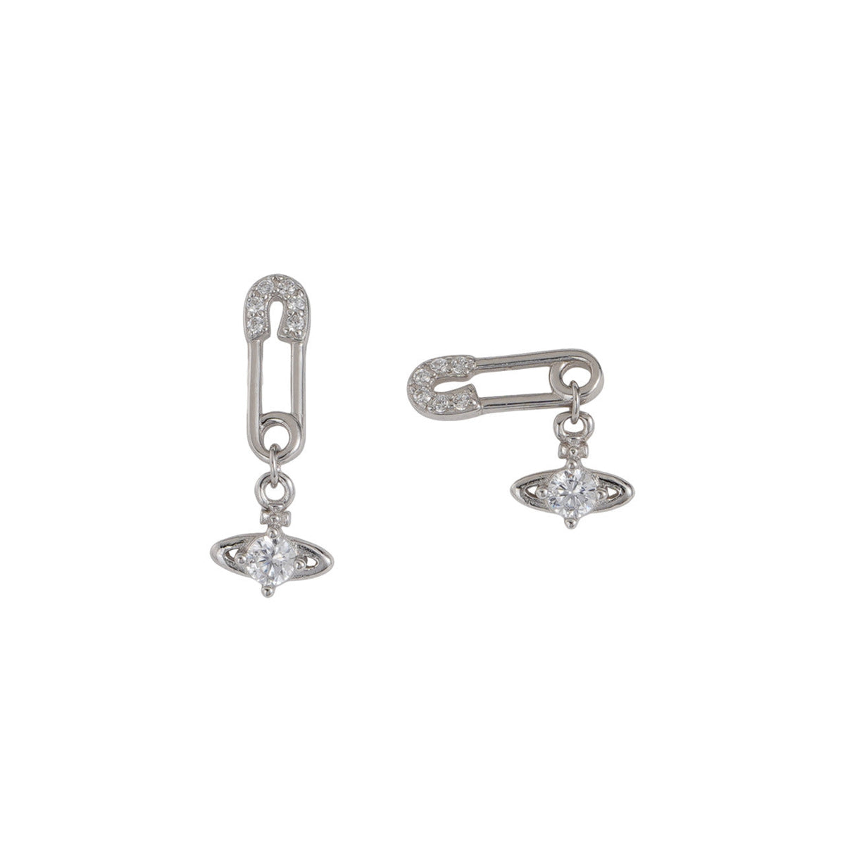 S925 sterling silver sparkling zirconium pin shaped earrings