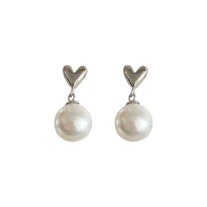 S925 sterling silver pearl earrings - silver