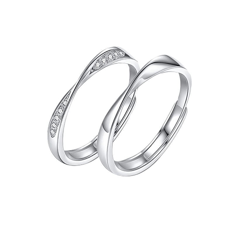 925 sterling silver couple's ring - silvery