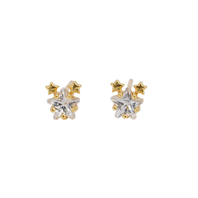 S925 sterling silver compact super sparkling star earrings