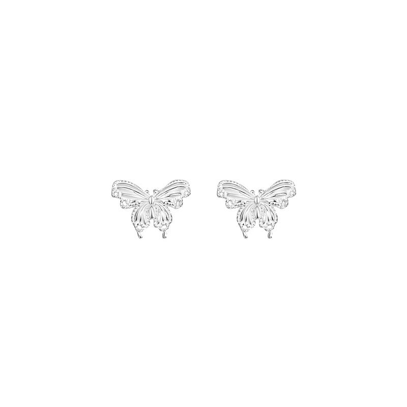 S925 sterling silver butterfly shaped earrings - silvery