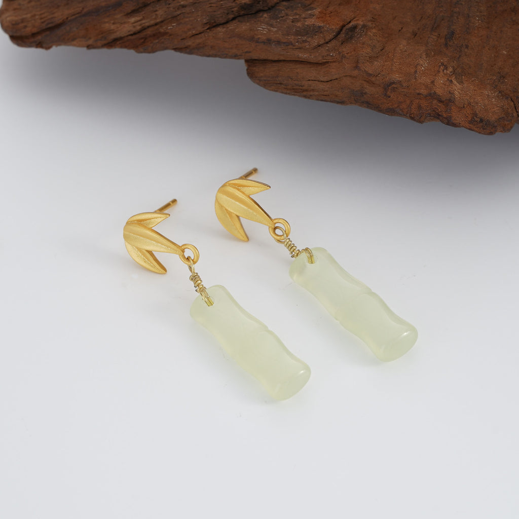 925 sterling silver chalcedony earrings - golden