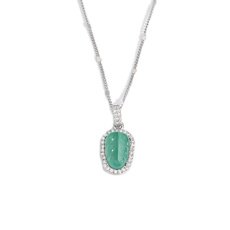 S925 Pure Silver Jade Pendant Necklace - Silvery