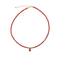 925 sterling silver red agate necklace - champagne golden