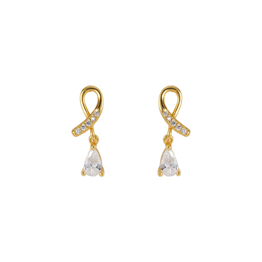 925 sterling silver water droplet shaped zircon earrings