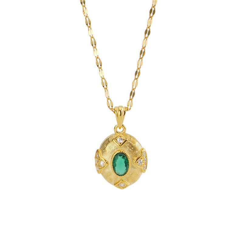 925 sterling silver inlaid with colored zirconia pendant necklace