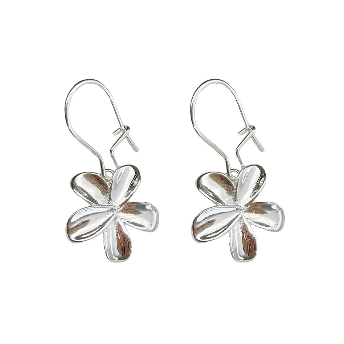 S925 Silver Petal Pendant Earrings - Silvery