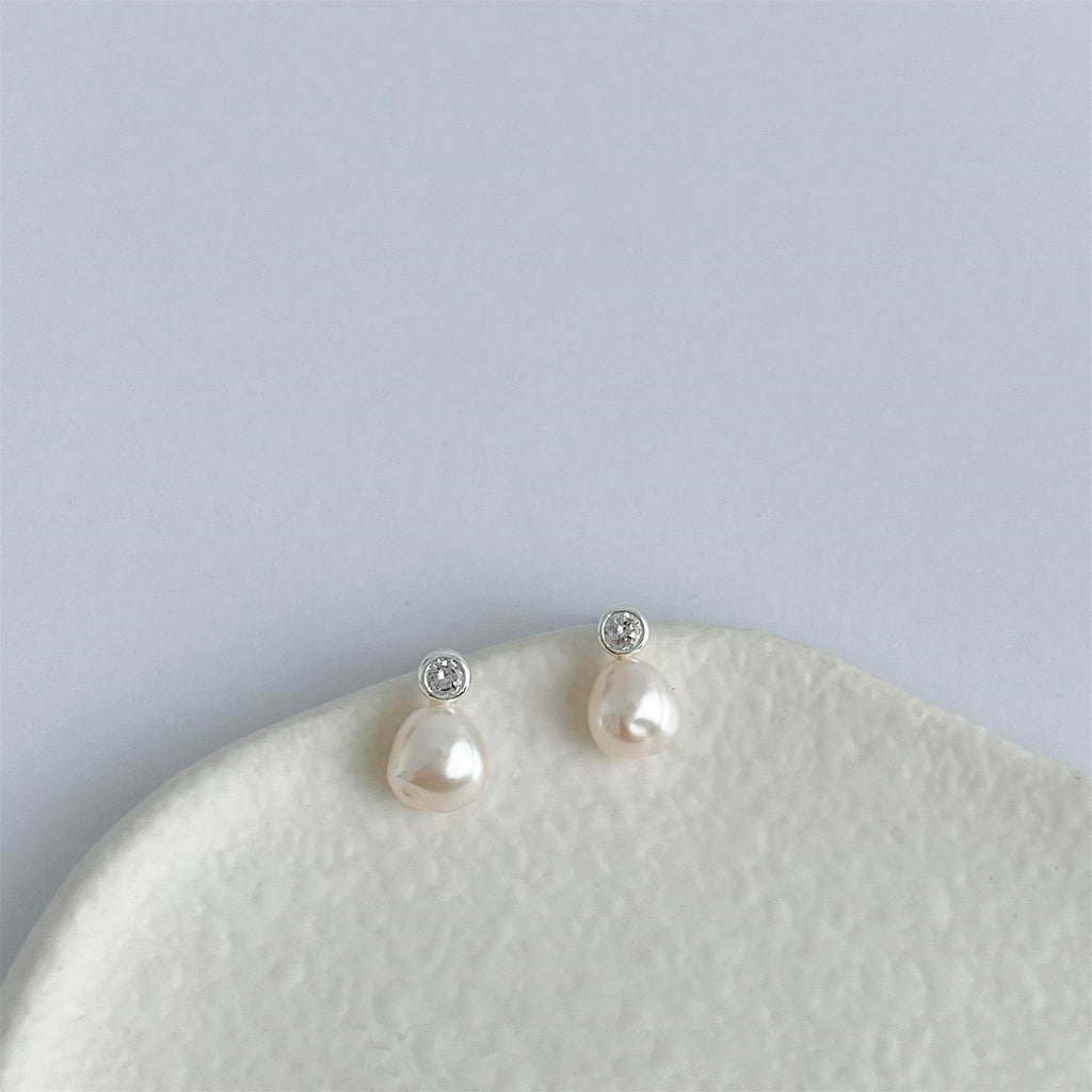 925 sterling silver natural pearl earrings
