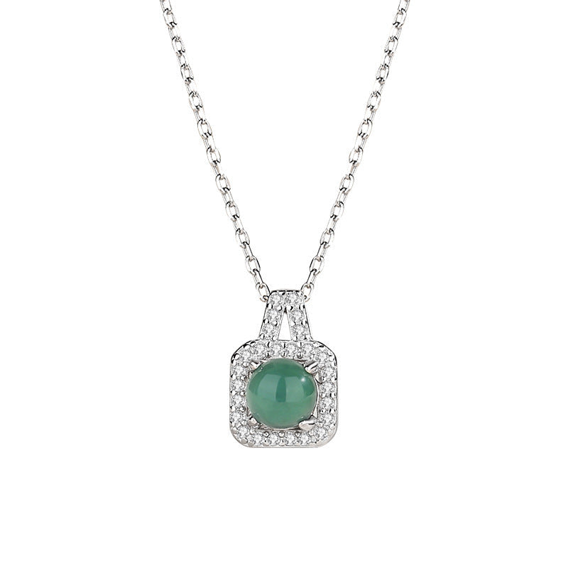 S925 Pure Silver jadeite Necklace - Silvery