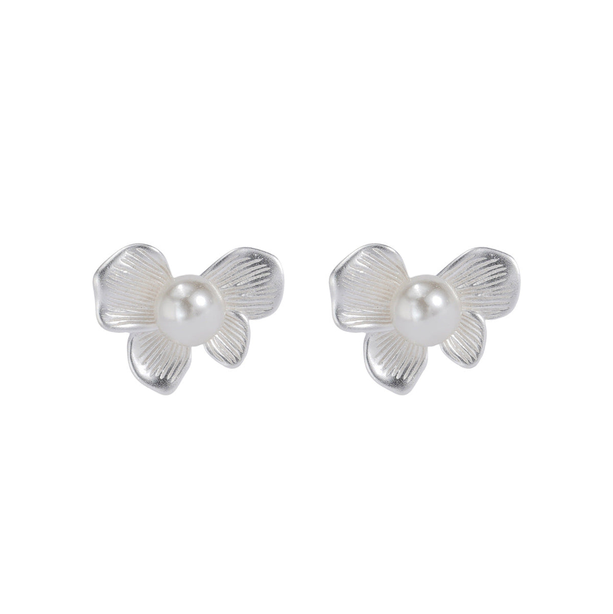 S925 pure silver imitation pearl bow earrings