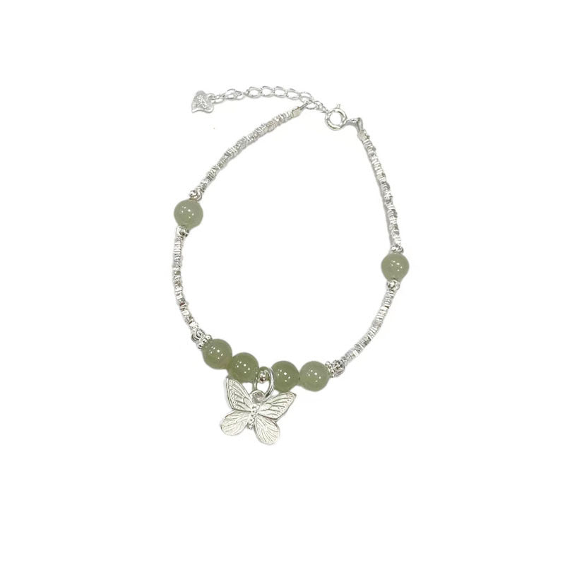 990 silver butterfly pendant bracelet - silvery