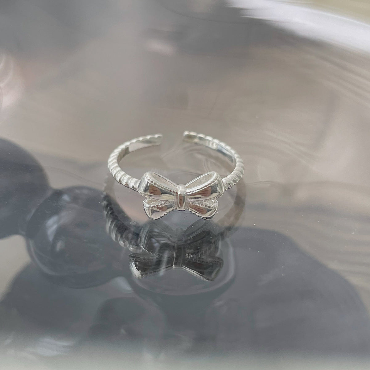 925 sterling silver bowknot opening ring