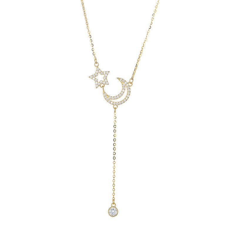 925 sterling silver star and moon pendant necklace