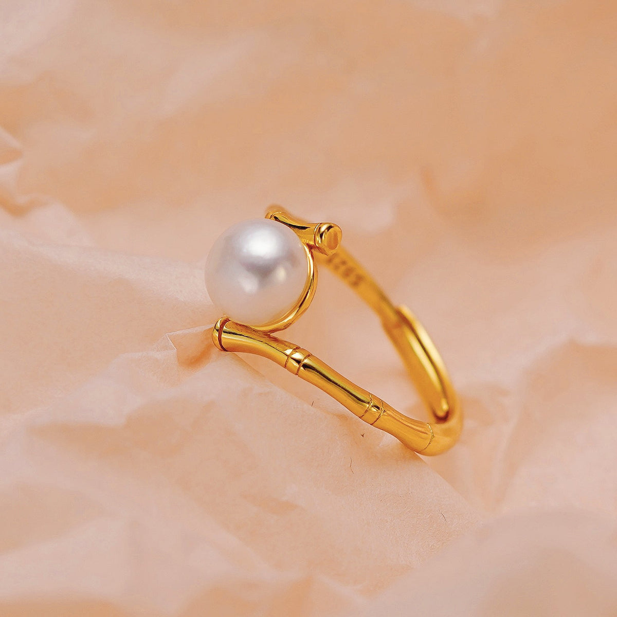 925 sterling silver pearl ring - golden