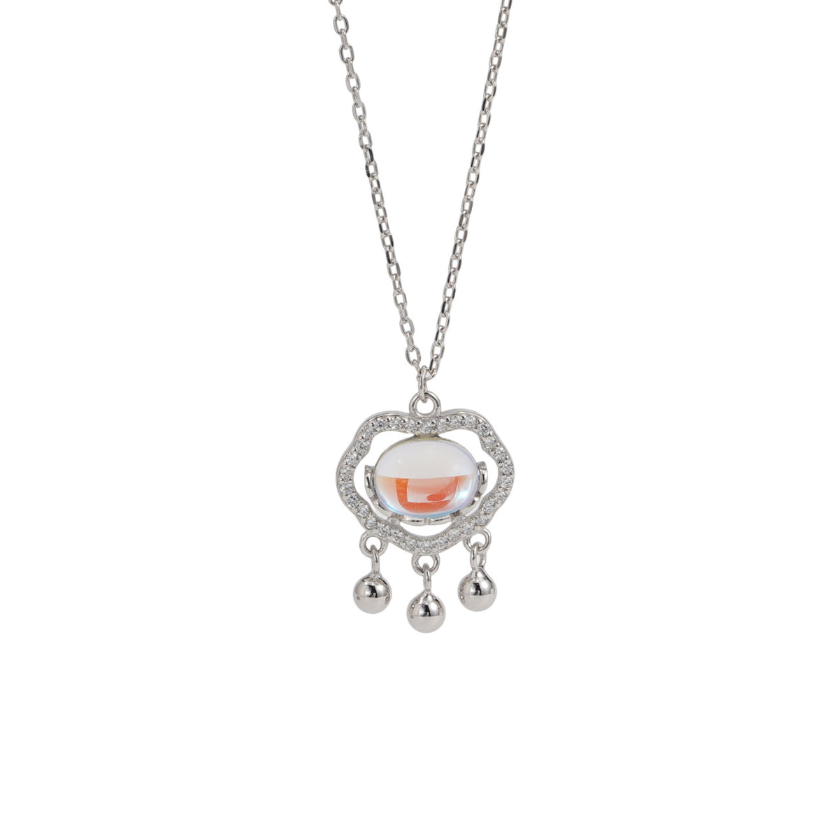 925 sterling silver moonstone necklace - silvery
