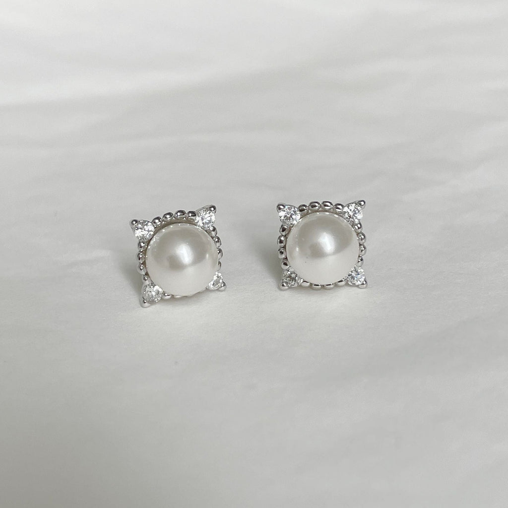 925 sterling silver imitation pearl earrings