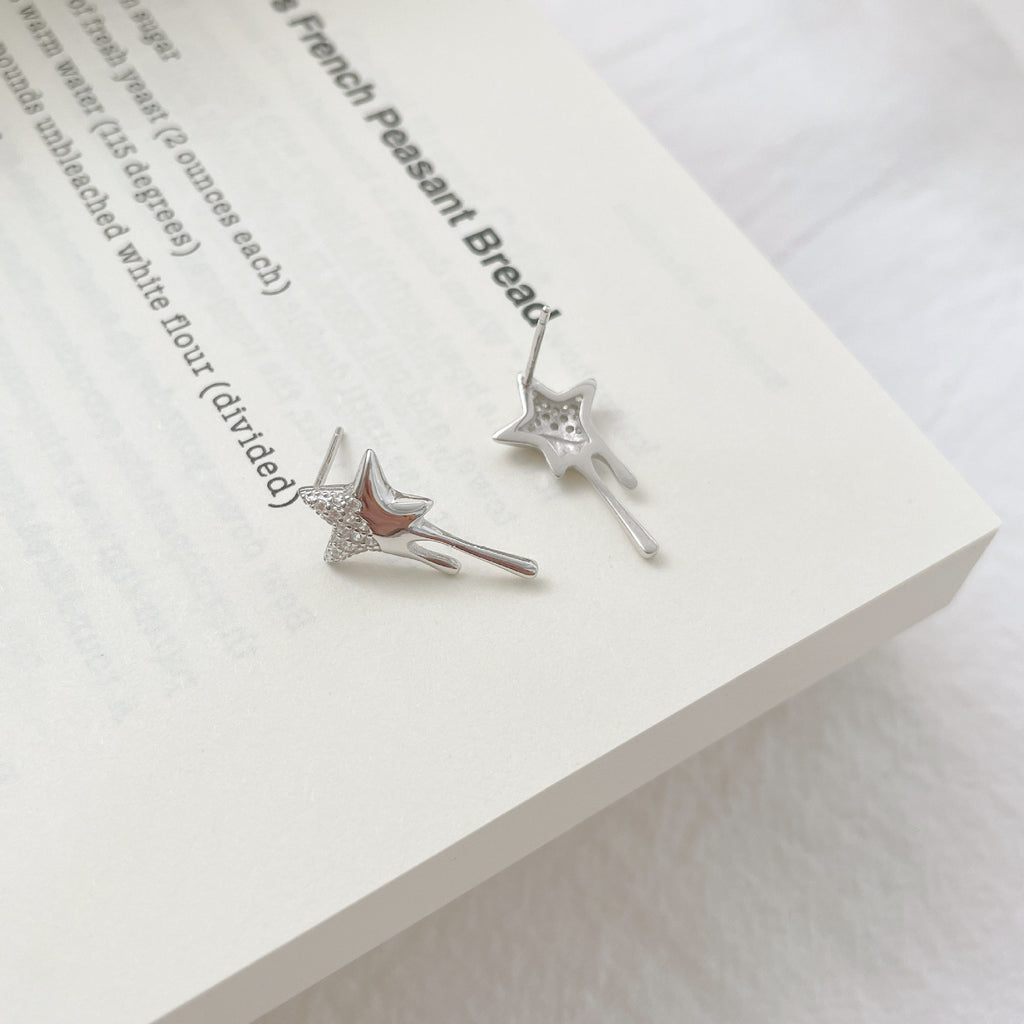 925 sterling silver star shaped earrings - silvery