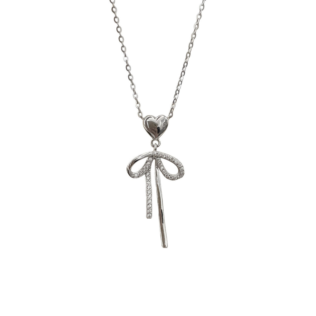 925 sterling silver bowknot pendant necklace