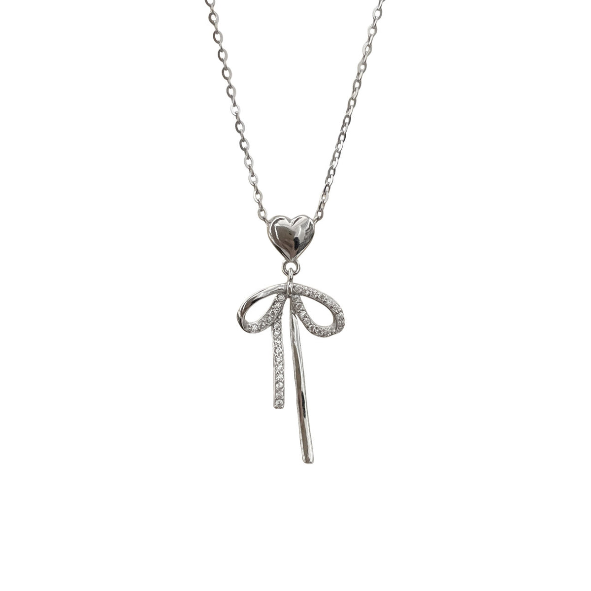 925 sterling silver bowknot pendant necklace