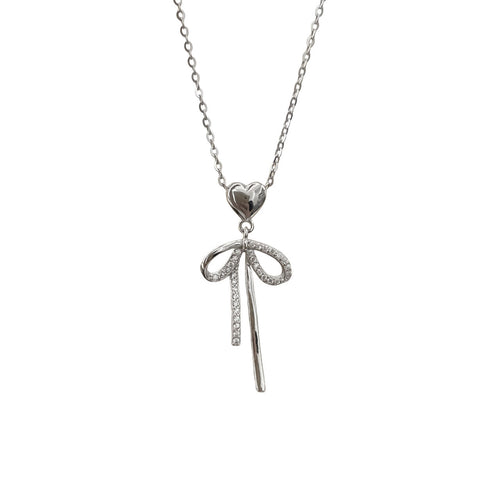 925 sterling silver bowknot pendant necklace