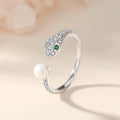 S925 sterling silver zodiac snake freshwater pearl ring