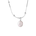 925 sterling silver freshwater pearl pendant necklace - silvery
