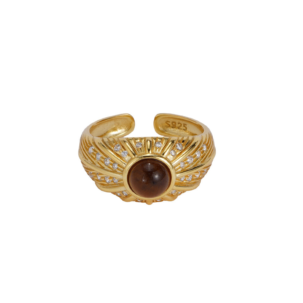 S925 pure silver tiger's eye ring