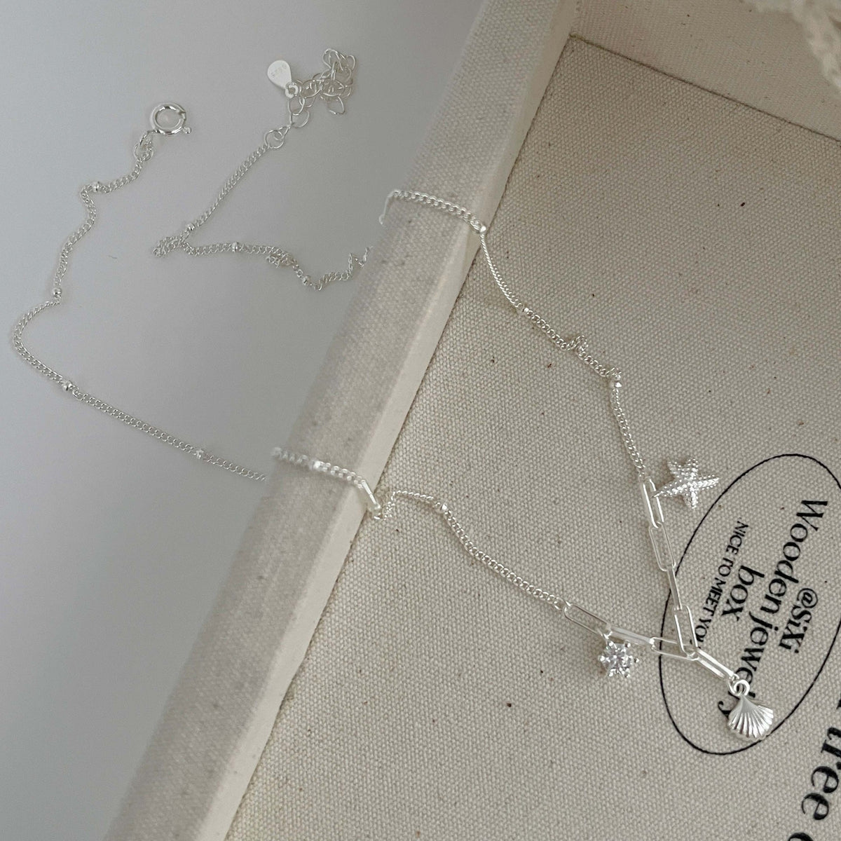 925 sterling silver starfish shell pendant necklace