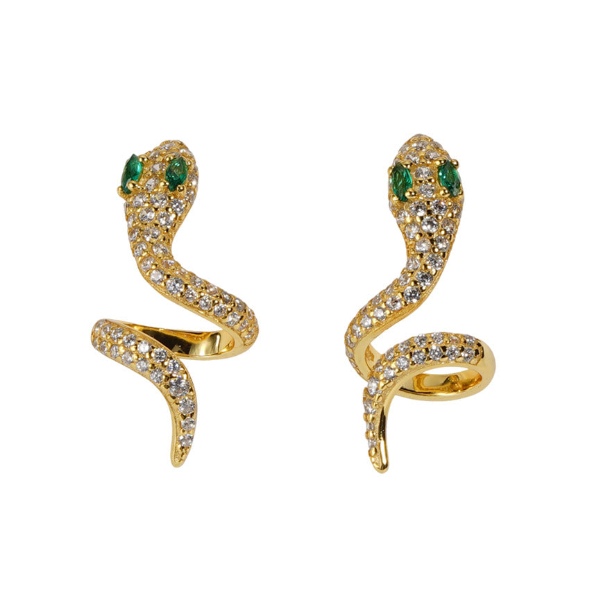 S925 sterling silver snake shaped earrings