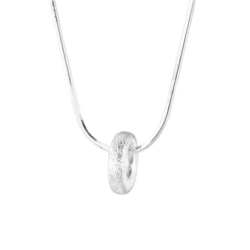 925 sterling silver circle pendant necklace - silvery