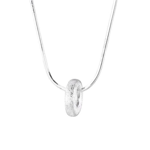 925 sterling silver circle pendant necklace - silvery