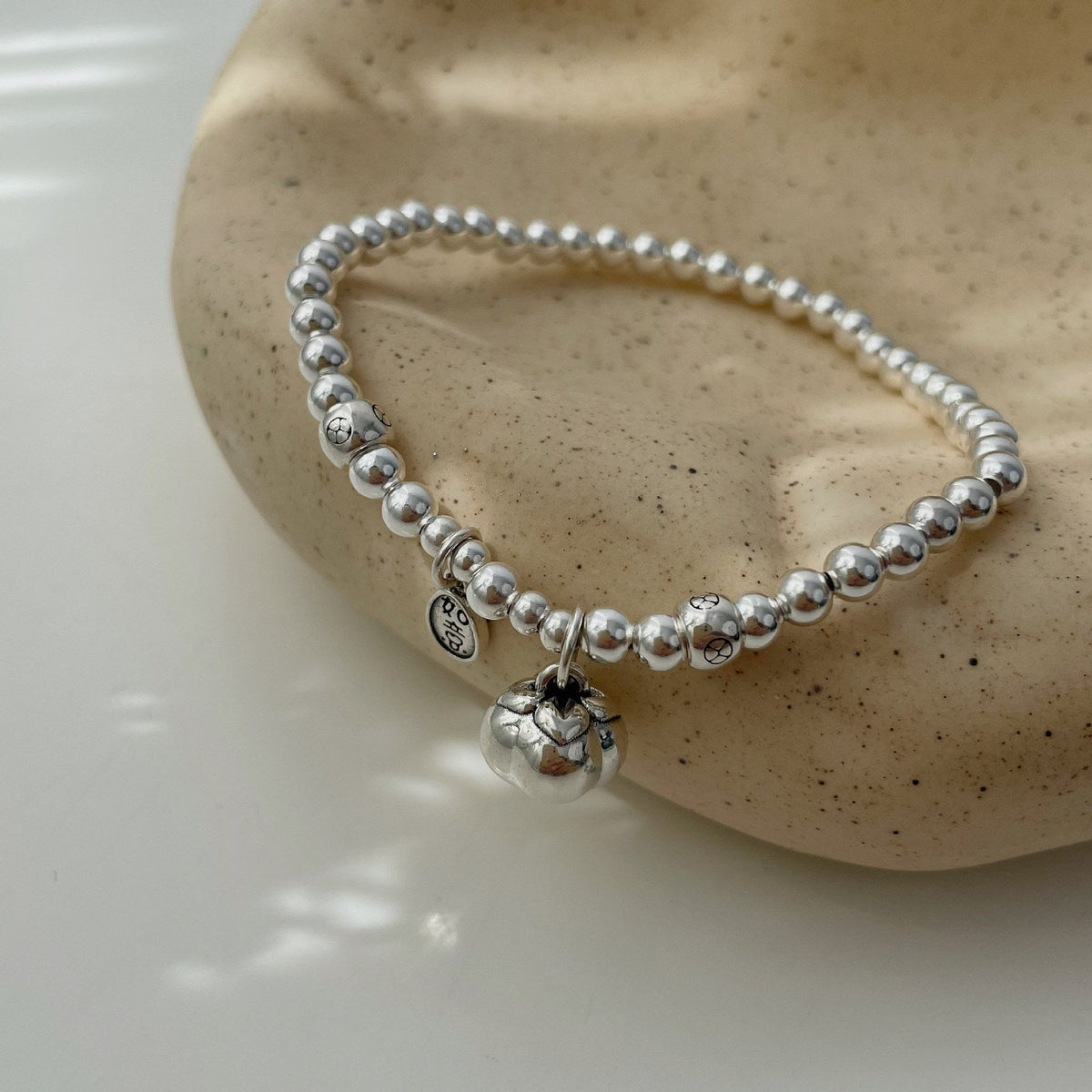 925 Silver Round Bead Bracelet - Silvery