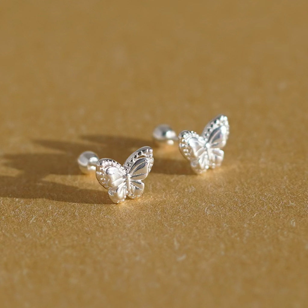 999 Silver Butterfly shaped Earrings - Silvery