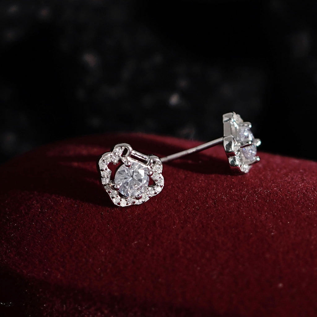 999 Silver Inlaid Sparkling Zirconia Earrings - Silvery