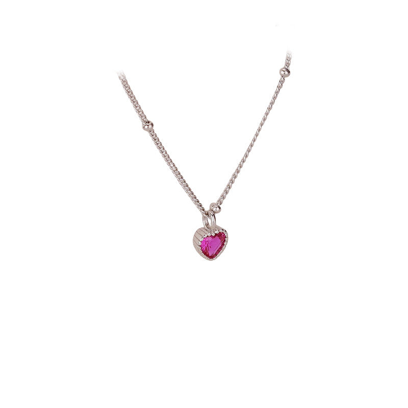 925 sterling silver heart pendant necklace - silvery